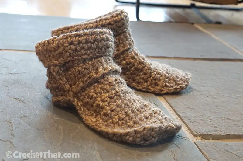 Crocheted Slipper Boots Made with Chunky Yarn