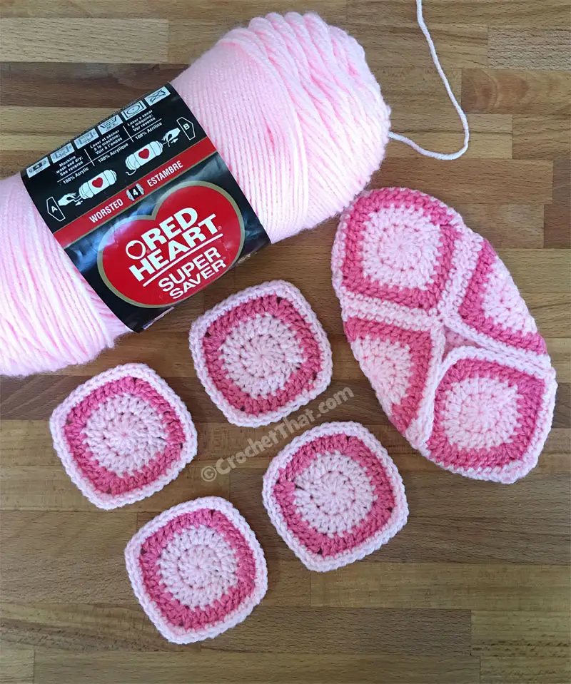 Crochet Granny Square Slippers Pattern
