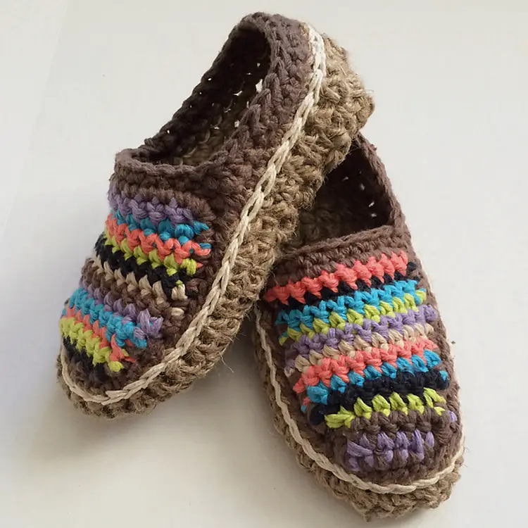 free crochet jute moccasins patt